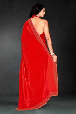 Amazing Red Color Silk Fabric Designer Saree