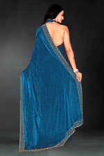 Amazing Teal Color Silk Fabric Designer Saree