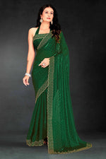 Amazing Green Color Silk Fabric Designer Saree