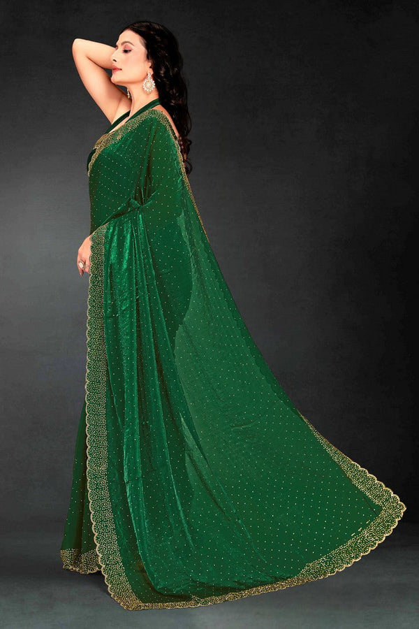 Amazing Green Color Silk Fabric Designer Saree