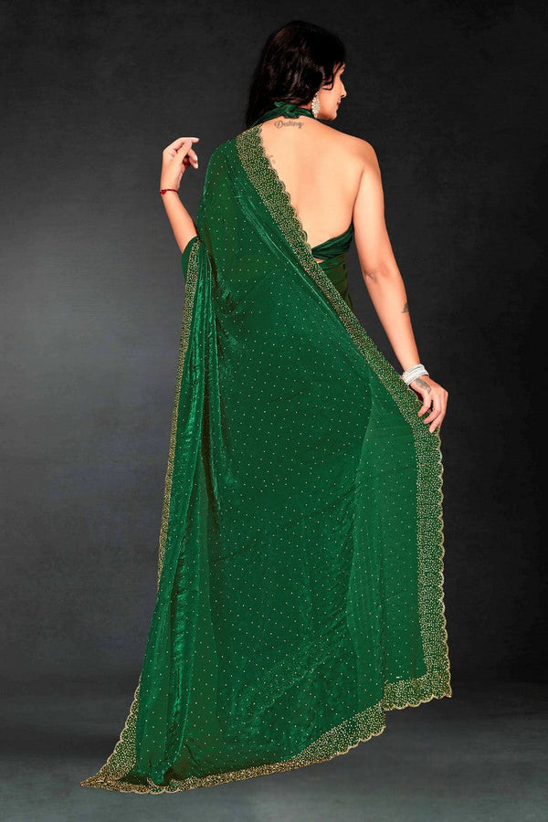 Amazing Green Color Silk Fabric Designer Saree