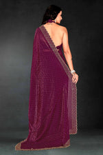 Amazing Wine Color Silk Fabric Designer Saree