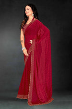 Amazing Maroon Color Silk Fabric Designer Saree