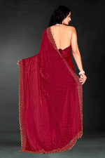 Amazing Maroon Color Silk Fabric Designer Saree