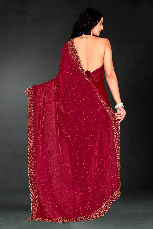 Amazing Maroon Color Silk Fabric Designer Saree