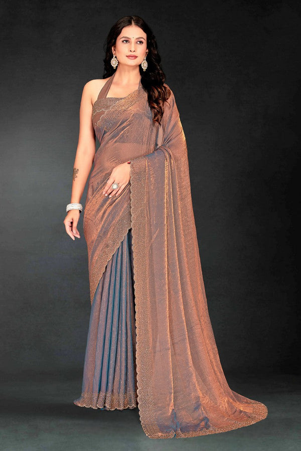 Amazing Grey Color Silk Fabric Designer Saree