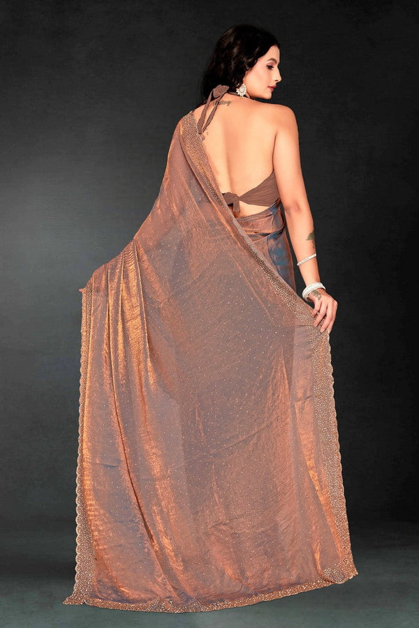 Amazing Grey Color Silk Fabric Designer Saree