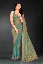 Amazing Turquoise Color Silk Fabric Designer Saree
