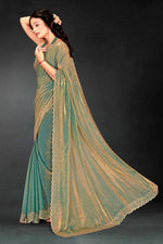 Amazing Turquoise Color Silk Fabric Designer Saree