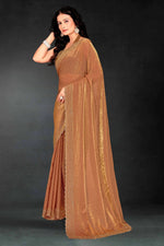 Amazing Brown Color Silk Fabric Designer Saree