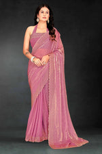 Amazing Pink Color Silk Fabric Designer Saree