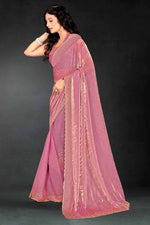 Amazing Pink Color Silk Fabric Designer Saree