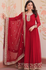 Dazzling Red Color Georgette Fabric Gown