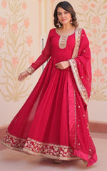 Dazzling Pink Color Georgette Fabric Gown