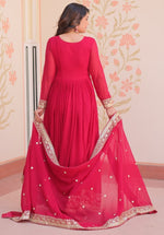 Dazzling Pink Color Georgette Fabric Gown