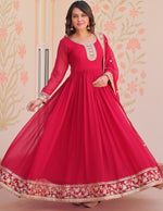 Dazzling Pink Color Georgette Fabric Gown