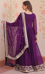 Dazzling Purple Color Georgette Fabric Gown
