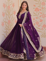 Dazzling Purple Color Georgette Fabric Gown