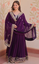 Dazzling Purple Color Georgette Fabric Gown