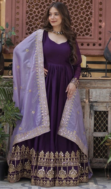 Graceful Voilet Color Georgette Fabric Gown
