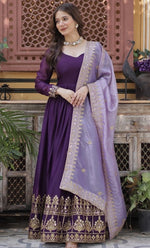 Graceful Voilet Color Georgette Fabric Gown