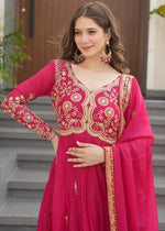 Dazzling Red Color Georgette Fabric Gown