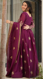 Dazzling Wine Color Georgette Fabric Gown