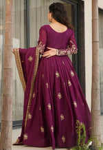 Dazzling Wine Color Georgette Fabric Gown