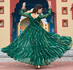 Dazzling Green Color Georgette Fabric Gown