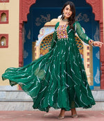 Dazzling Green Color Georgette Fabric Gown