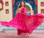 Dazzling Pink Color Georgette Fabric Gown