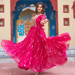 Dazzling Pink Color Georgette Fabric Gown