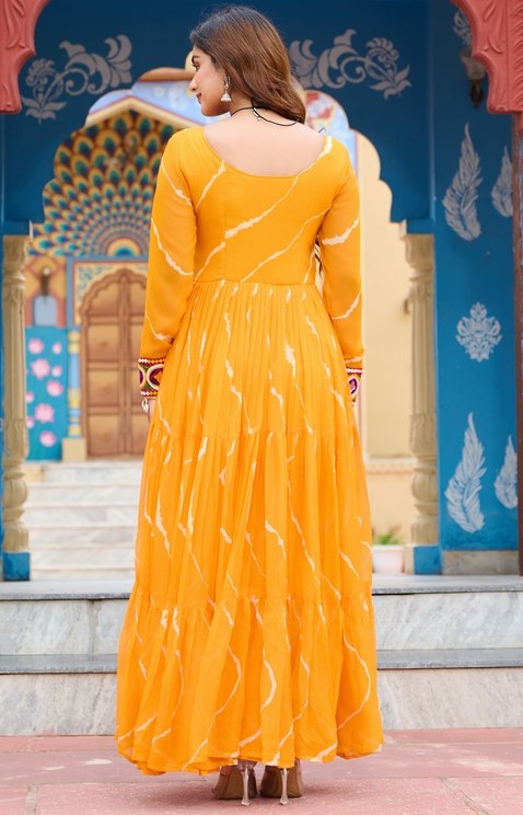 Dazzling Yellow Color Georgette Fabric Gown