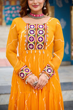 Dazzling Yellow Color Georgette Fabric Gown