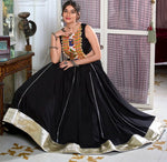 Amazing Black Color Rayon Fabric Party Wear Lehenga