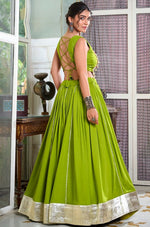 Amazing Green Color Rayon Fabric Party Wear Lehenga