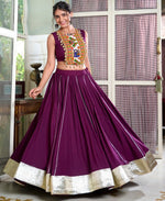 Amazing Purple Color Rayon Fabric Party Wear Lehenga