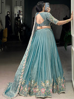 Amazing Aqua Color Shimmer Fabric Party Wear Lehenga