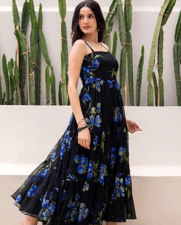Amazing Black Color Georgette Fabric Designer Kurti
