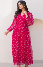 Amazing Pink Color Georgette Fabric Designer Kurti