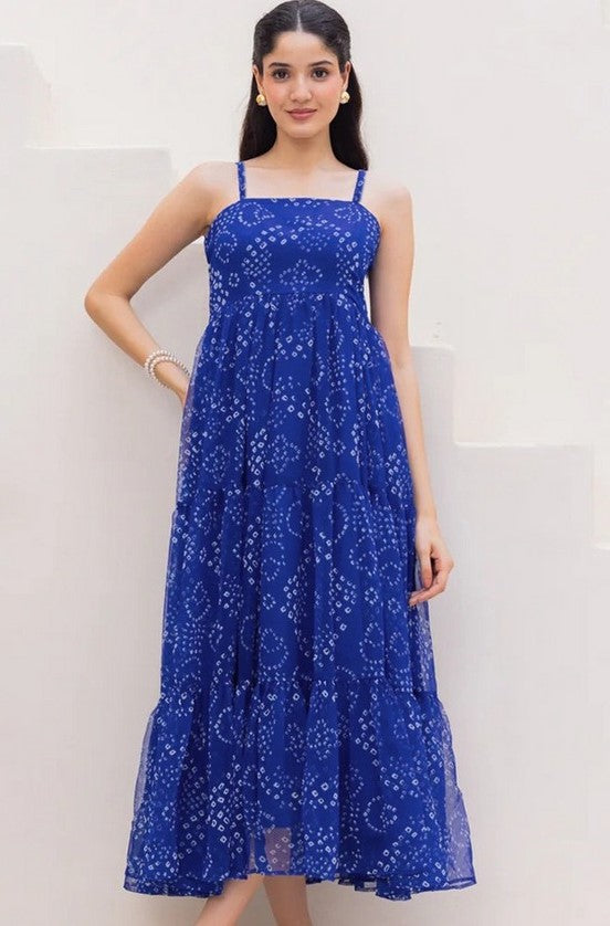Amazing Blue Color Georgette Fabric Designer Kurti