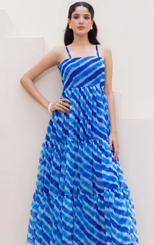 Amazing Blue Color Georgette Fabric Designer Kurti