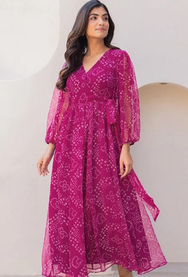 Amazing Pink Color Georgette Fabric Designer Kurti