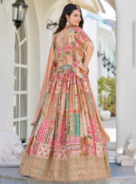 Amazing Beige Color Chinon Fabric Party Wear Lehenga