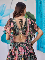 Amazing Black Color Chinon Fabric Party Wear Lehenga