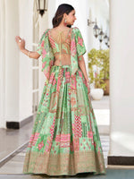 Amazing Green Color Chinon Fabric Party Wear Lehenga