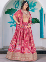 Amazing Pink Color Chinon Fabric Party Wear Lehenga