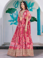 Amazing Pink Color Chinon Fabric Party Wear Lehenga
