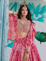 Amazing Pink Color Chinon Fabric Party Wear Lehenga