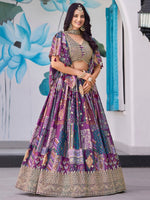 Amazing Purple Color Chinon Fabric Party Wear Lehenga